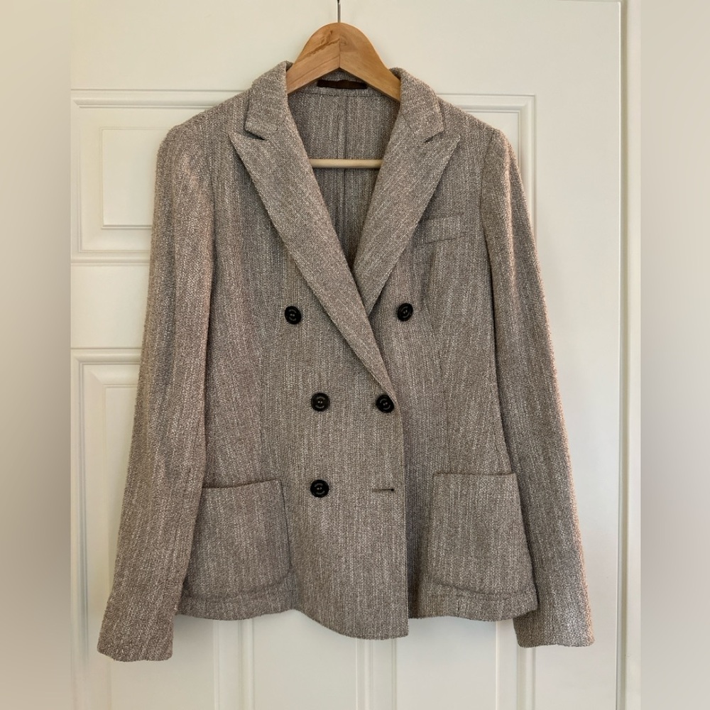 Eleventy Women's Double-Breasted Tan Blazer size 40